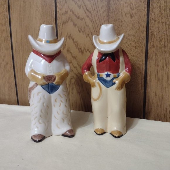 2 Sets Cowboy Vintage Salt & Pepper Shaker Sets Western Decor - Picture 2 of 11